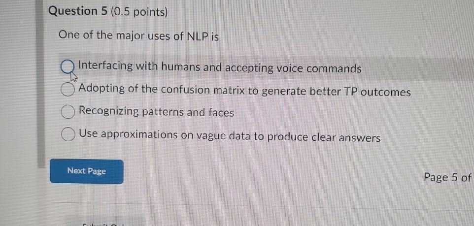 Question 5 ( 0 . 5 points ) One of the major uses