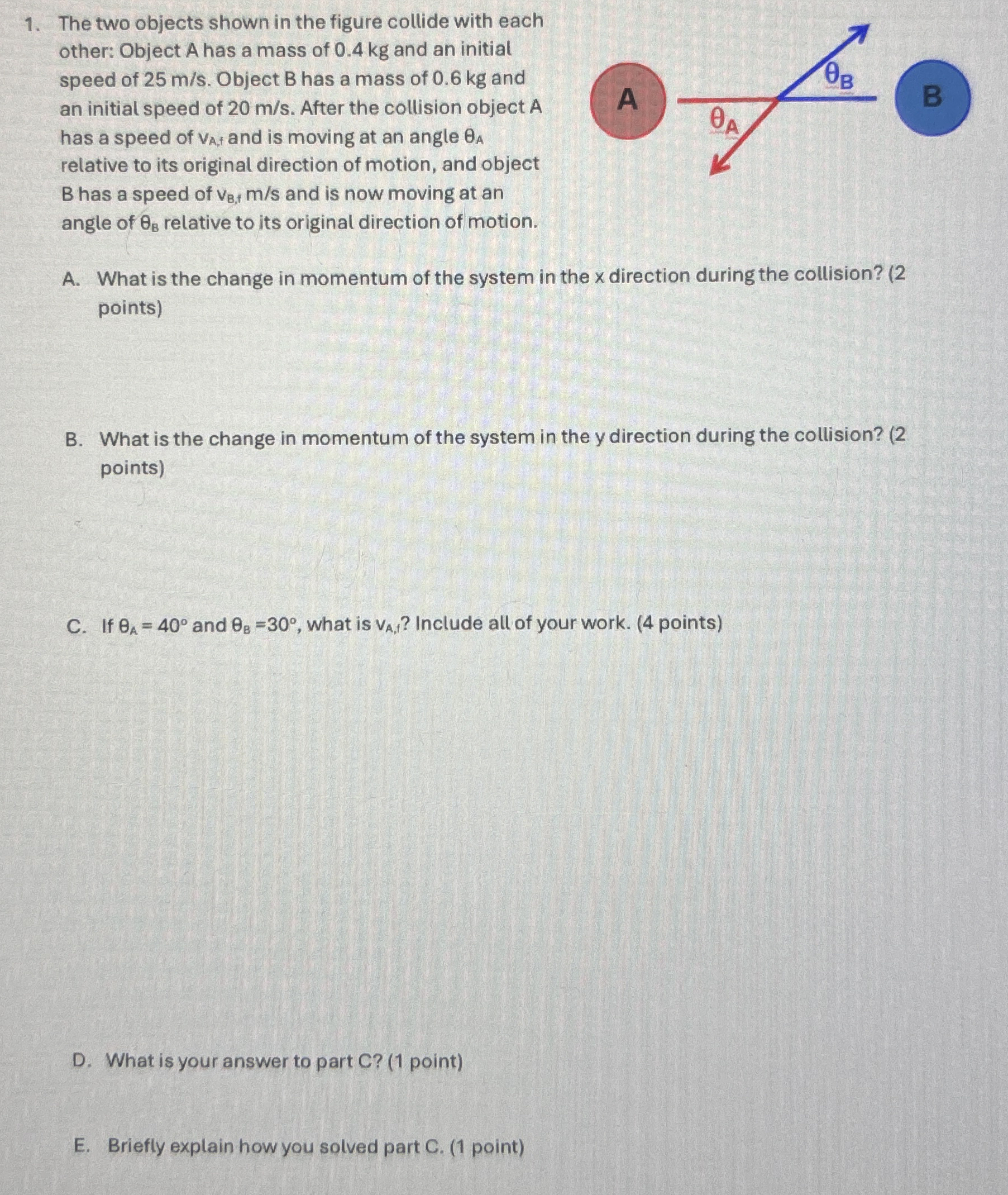 The two objects shown in the figure collide with