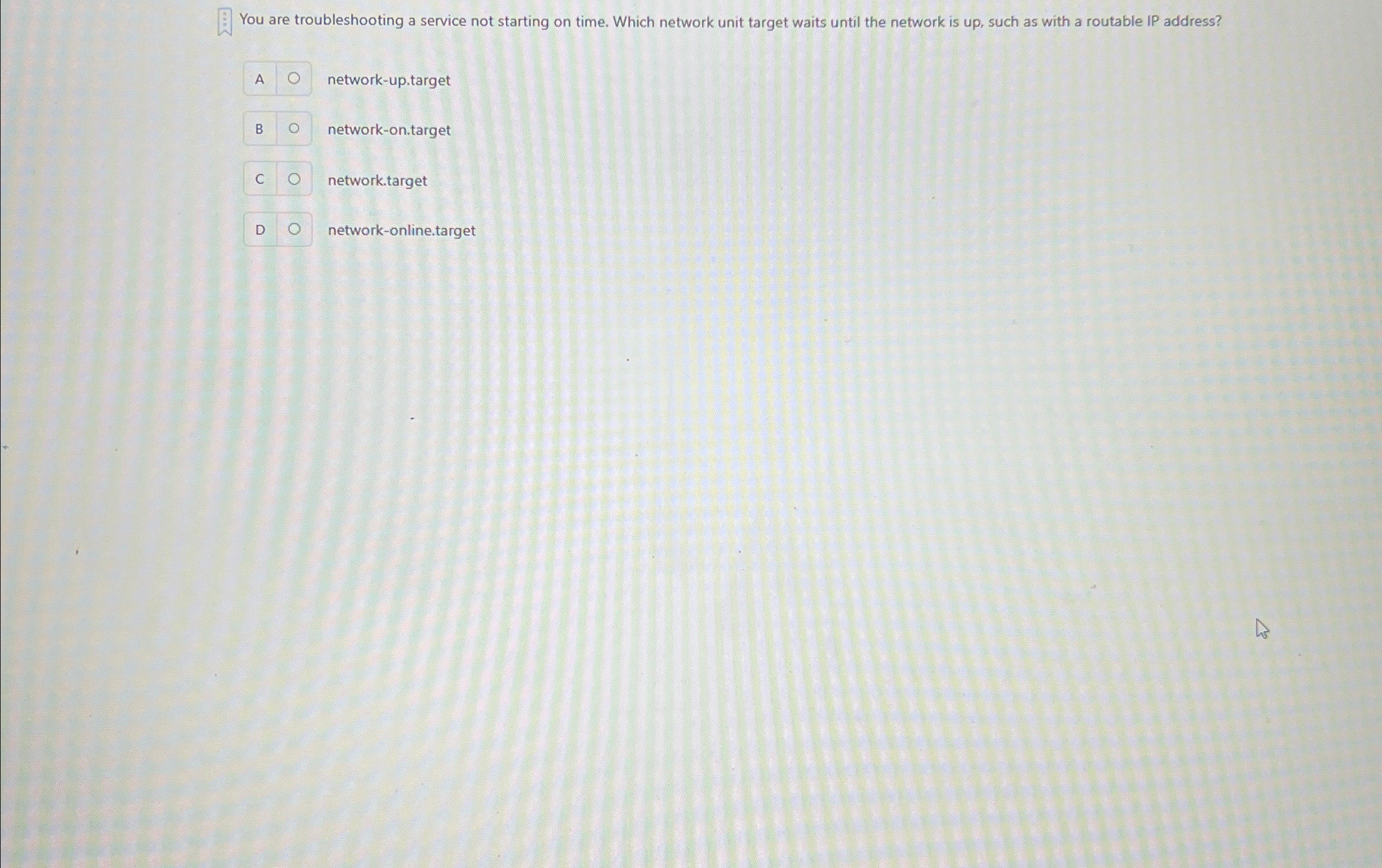 You are troubleshooting a service not starting on