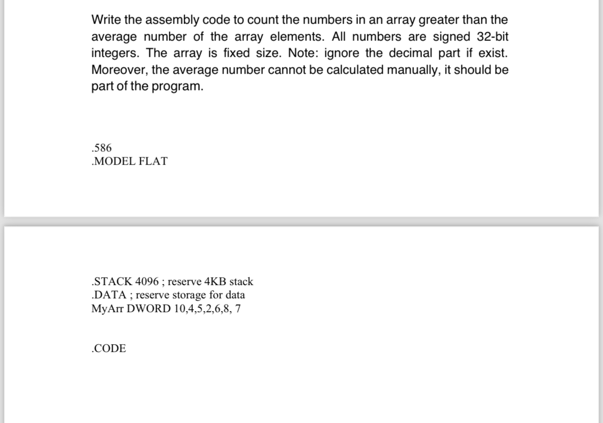 Write the assembly code to count the numbers in