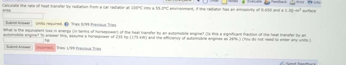 Calculate the rate of heat transfer by radiation
