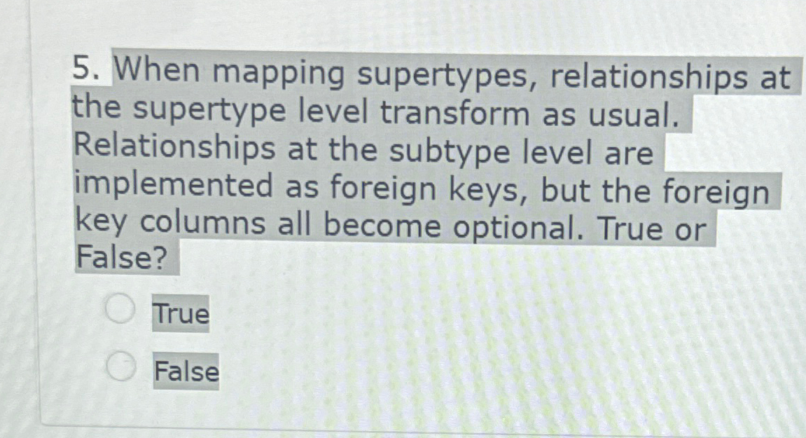 When mapping supertypes, relationships at the