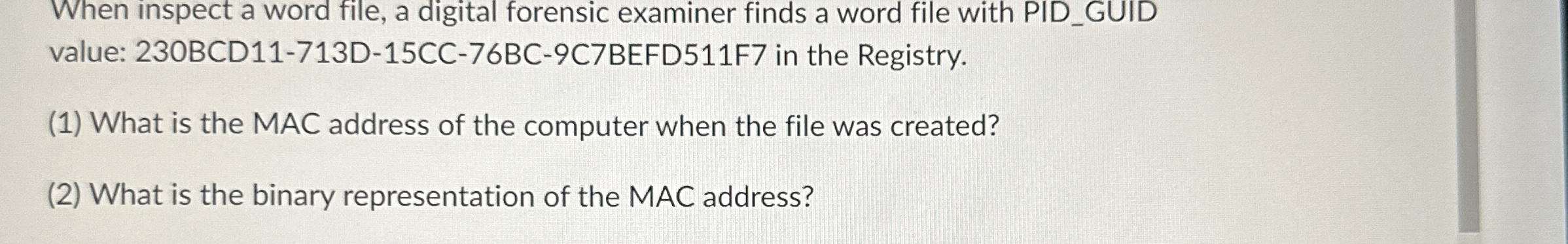 When inspect a word file, a digital forensic