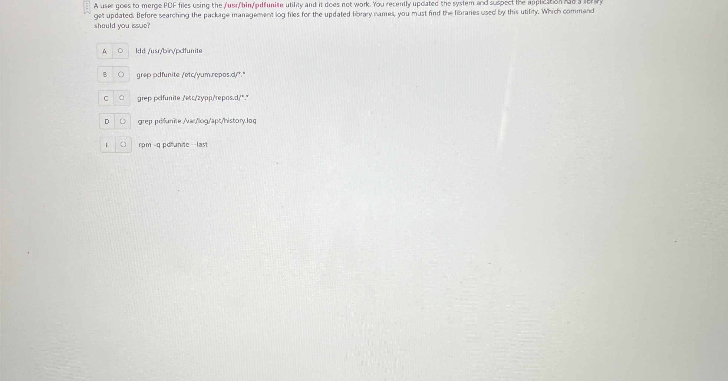 A user goes to merge PDF files using the / usr /