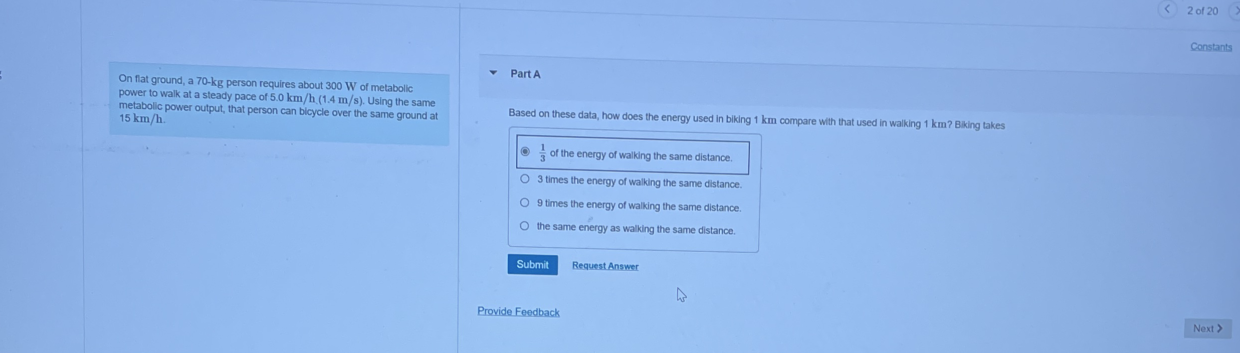 2 of 2 0 On flat ground, a 7 0 - k g person