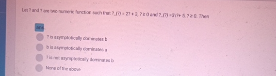Let ? and ? are two numeric function such that ?