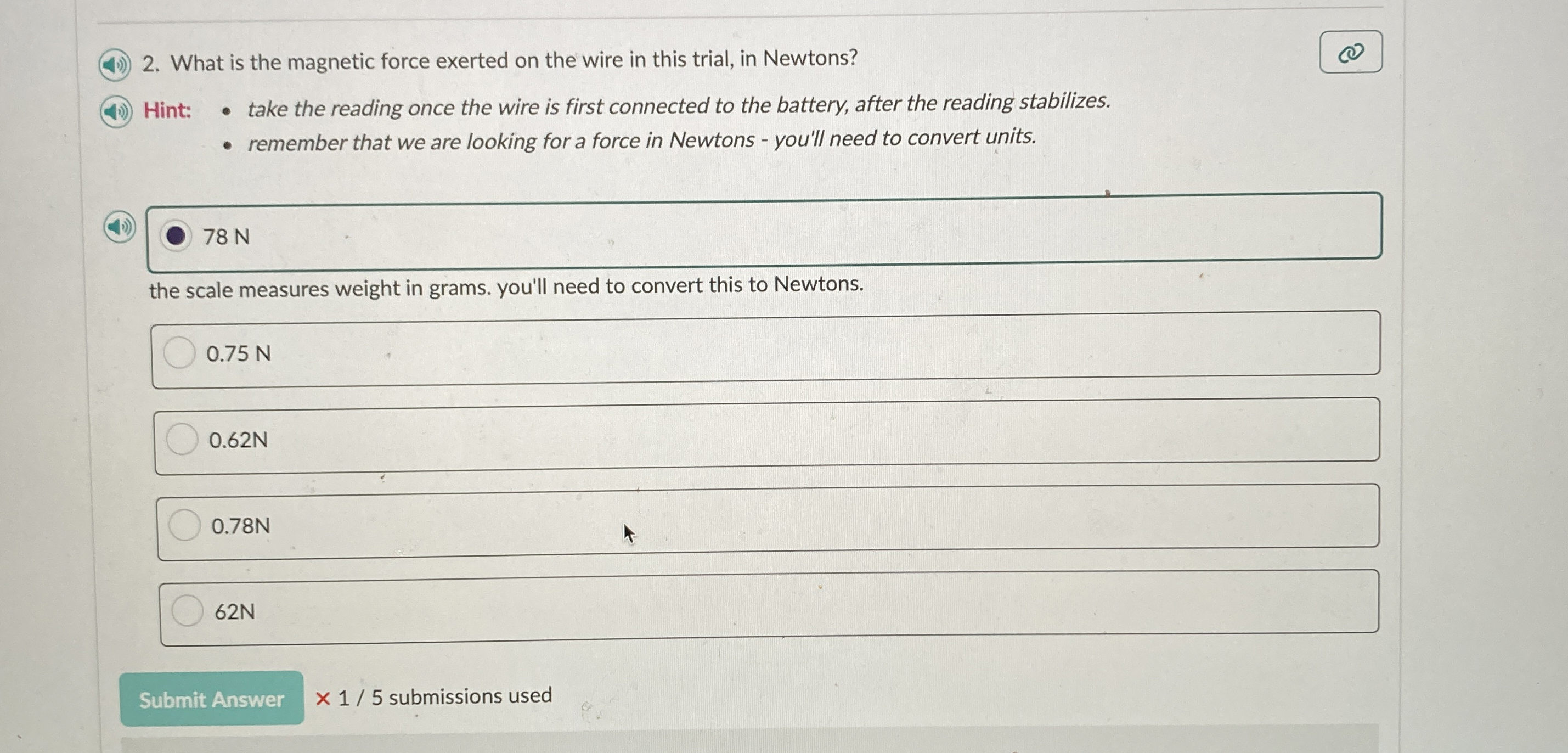 What is the magnetic force exerted on the wire in