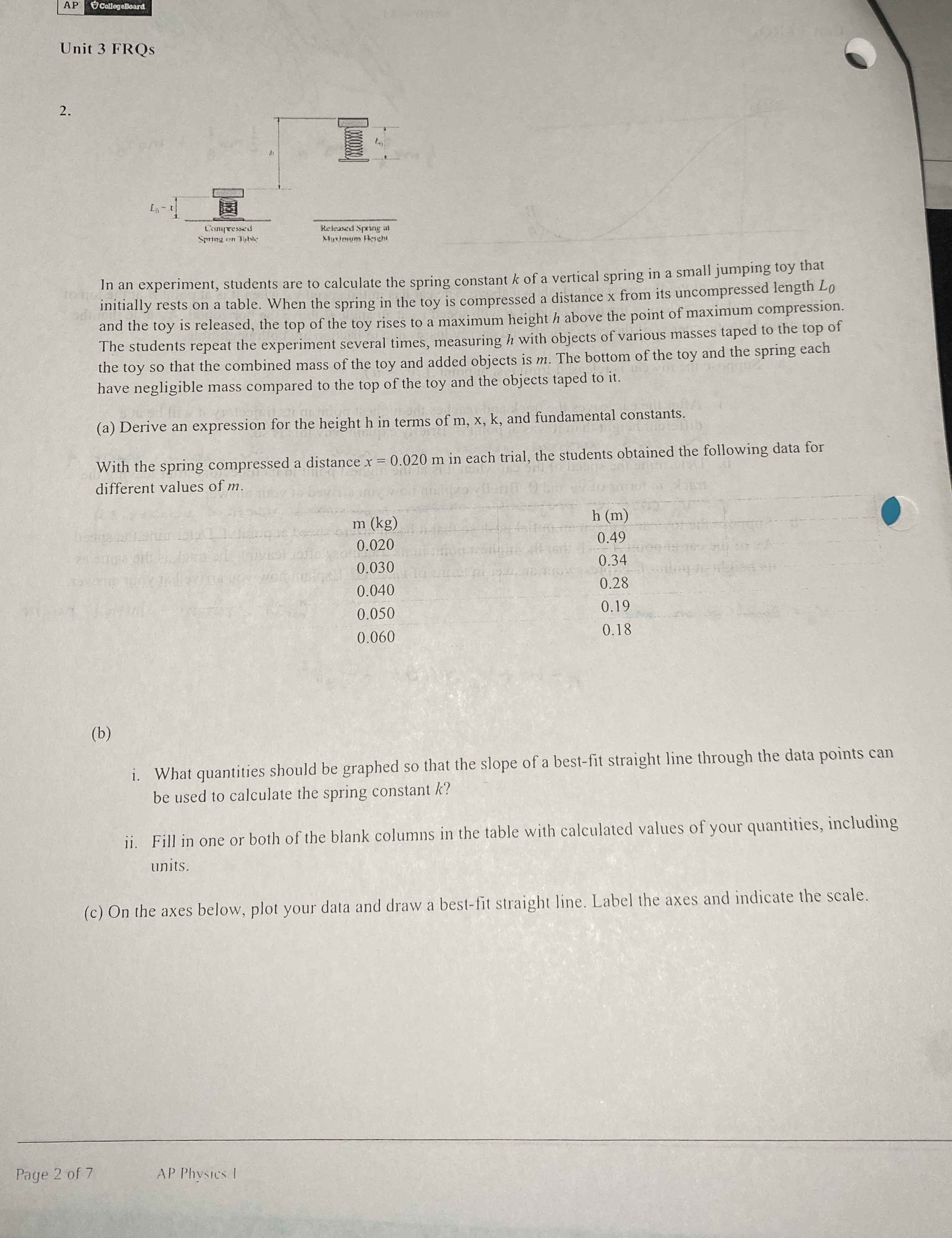 AP Collogesoard Unit 3 FRQs 2 . In an experiment,