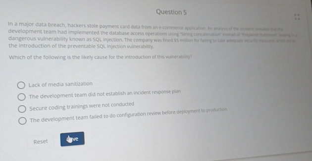 Question 5 the introduction of the preventable