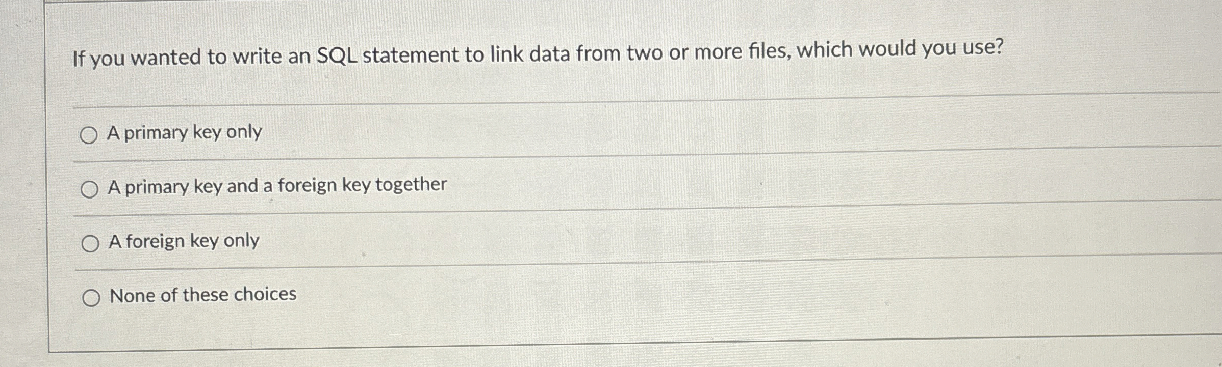 If you wanted to write an SQL statement to link