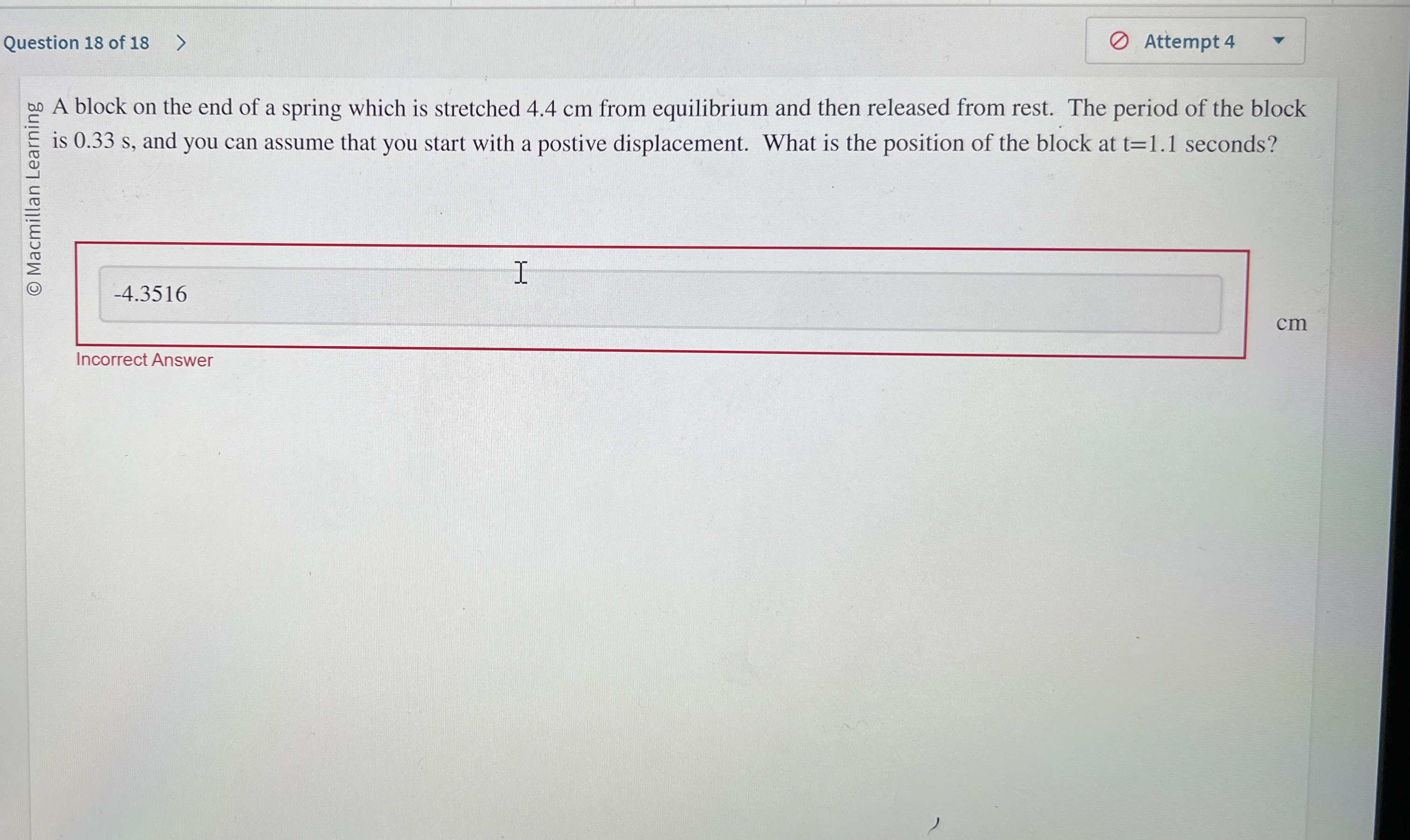 Question 1 8 of 1 8 0 0 A block on the end of a