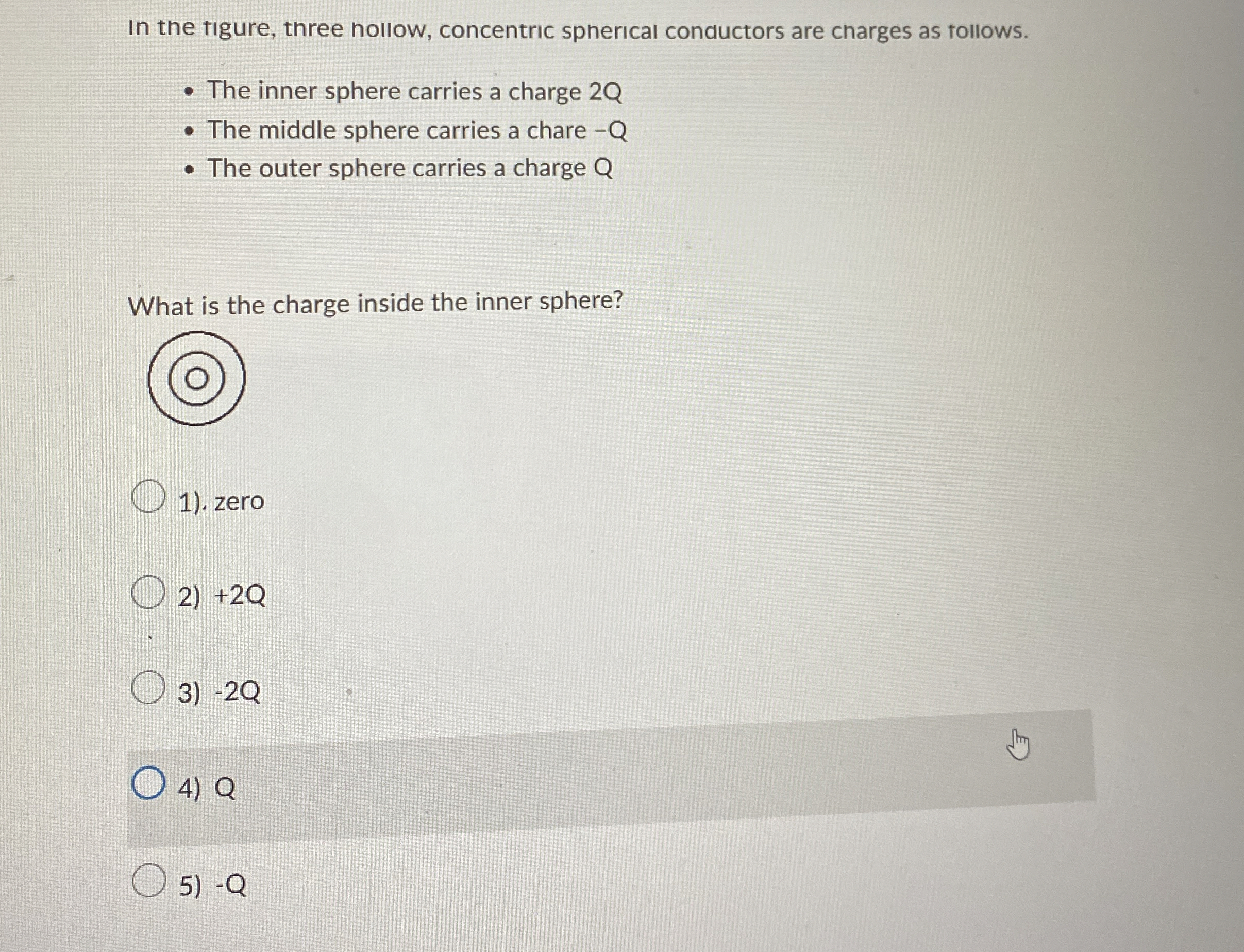 In the tigure, three nollow, concentric spherical