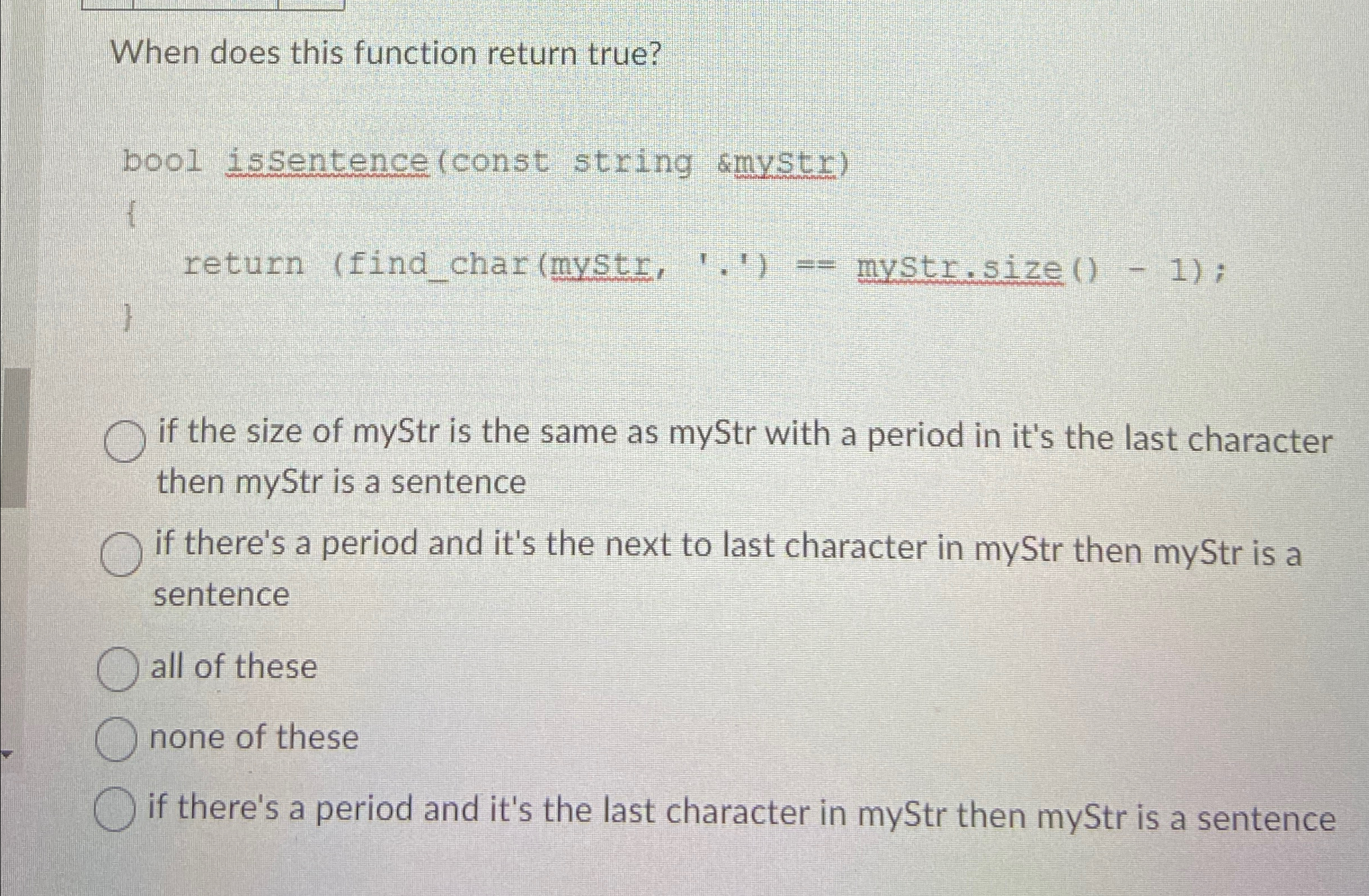 When does this function return true?if the size