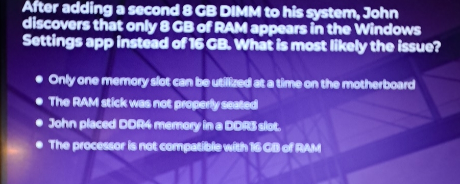 After adding a second 8 GB DIMM to his gystem,