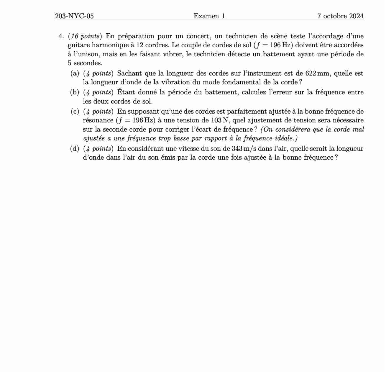 4 . ( 1 6 points ) En pr paration pour un