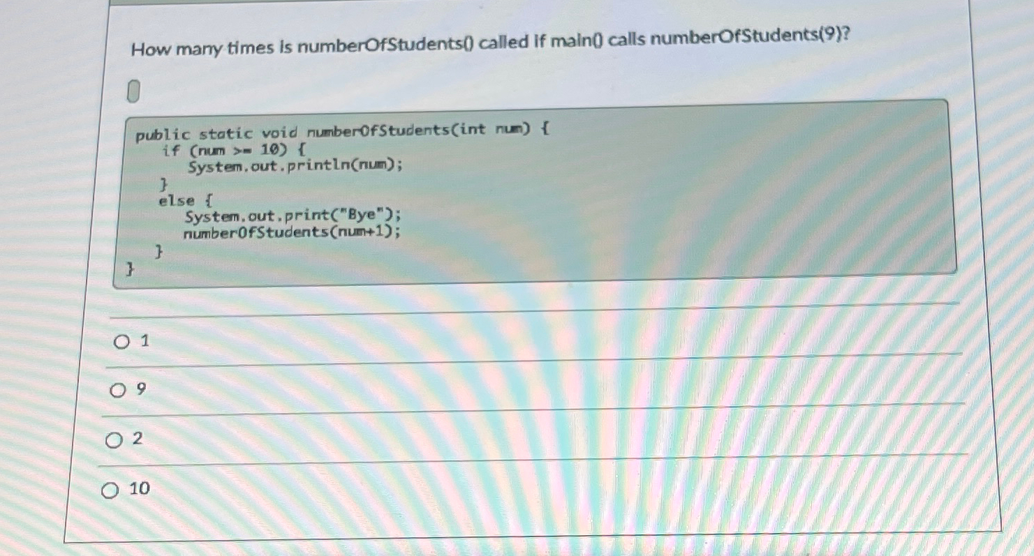 How many times is numberOfStudents ( ) called if