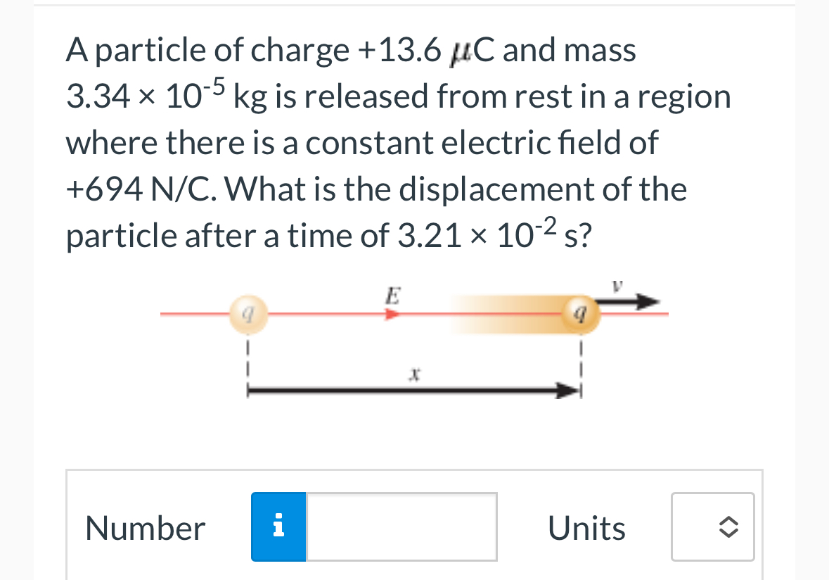A particle of charge + 1 3 . 6 C and mass 3 . 3 4