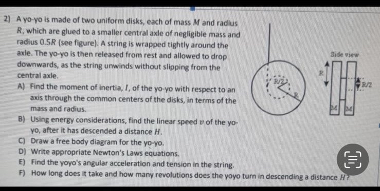 A yo - yo is made of two uniform disks, each of