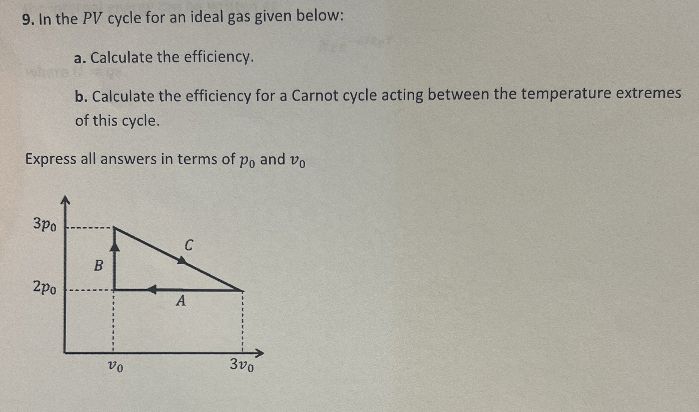 In the PV cycle for an ideal gas given below: a .