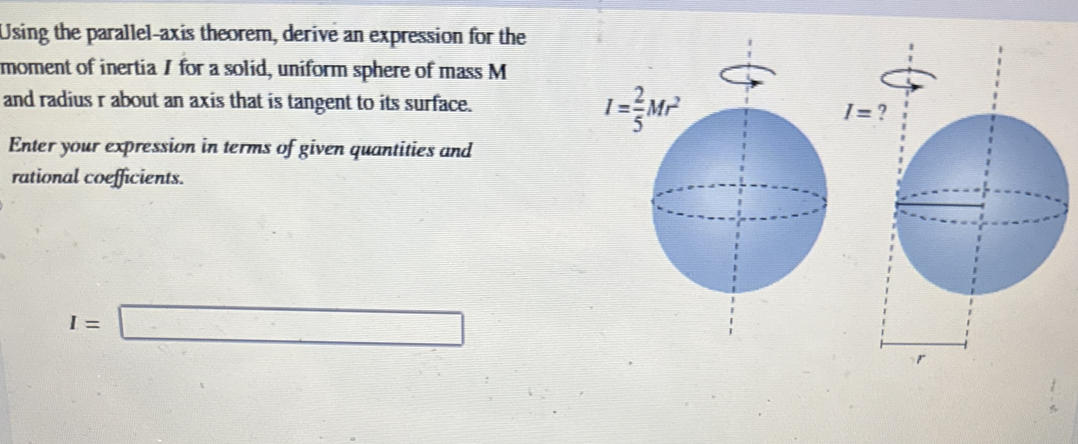 Using the parallel - axis theorem, derive an