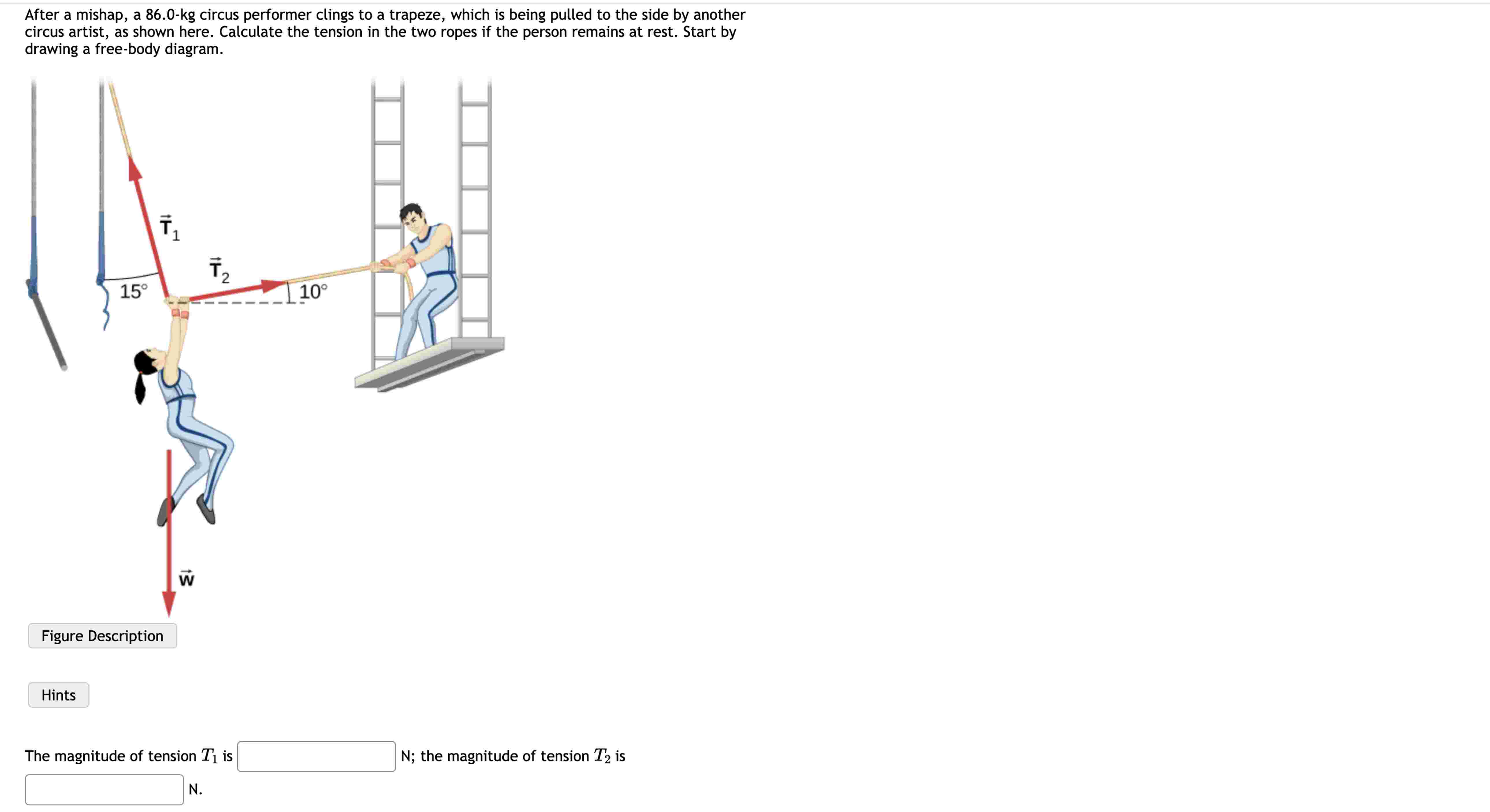 After a mishap, a 8 6 . 0 - kg circus performer