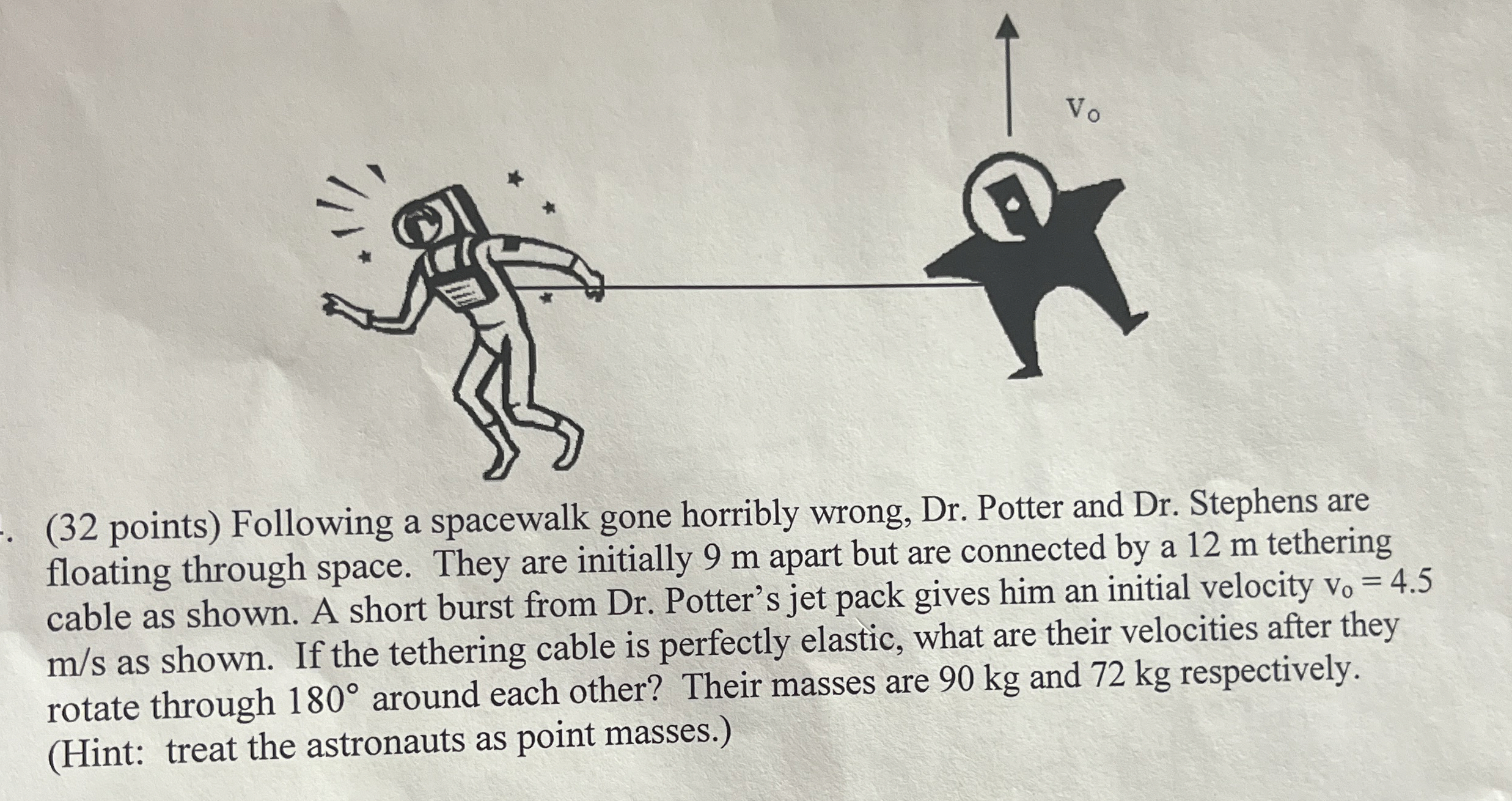 ( 3 2 points ) Following a spacewalk gone