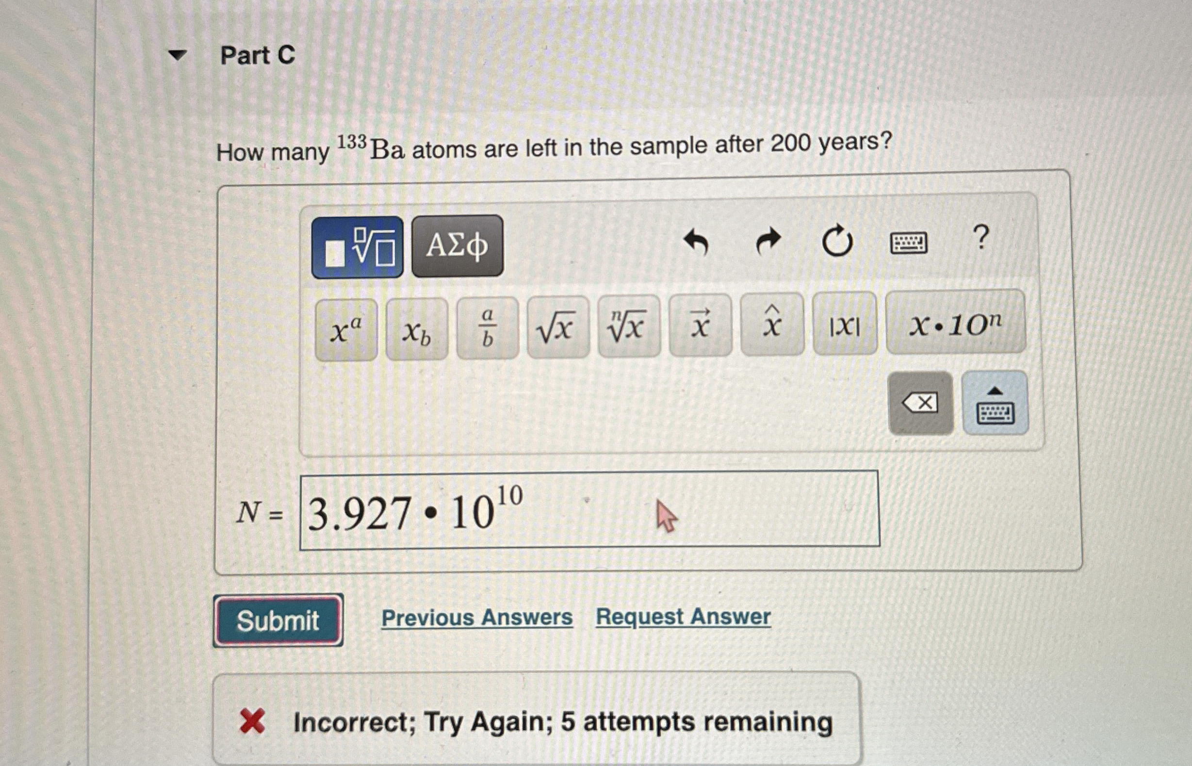 Part C How many ? 1 3 3 B a atoms are left in the