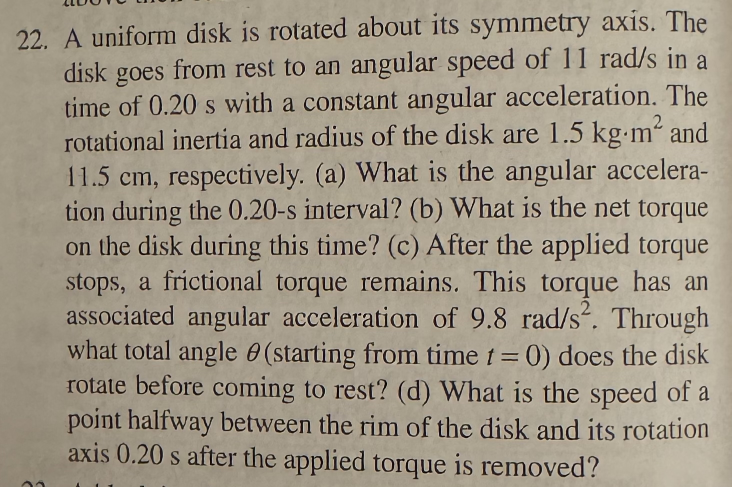 A uniform disk is rotated about its symmetry
