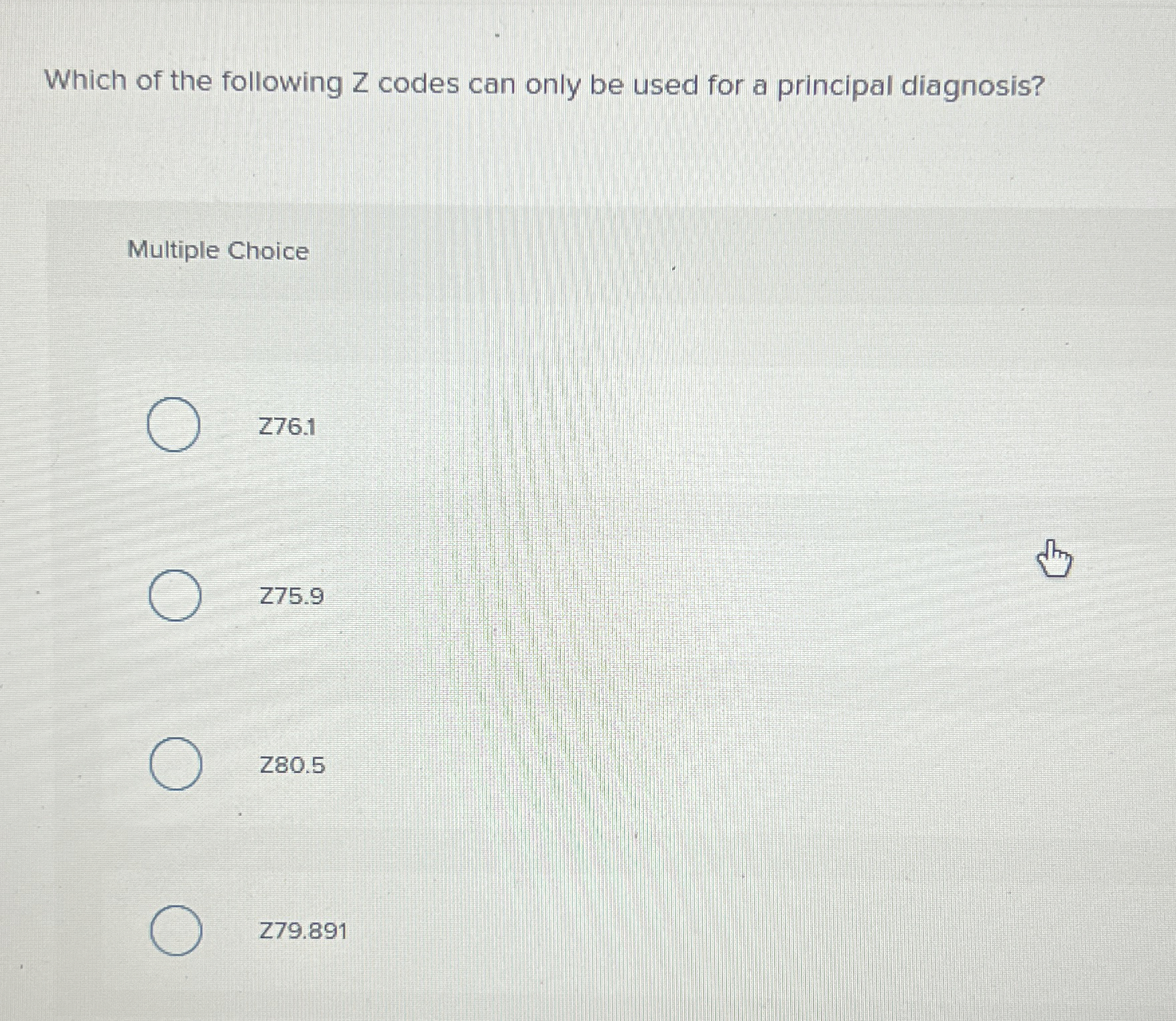 Which of the following Z codes can only be used