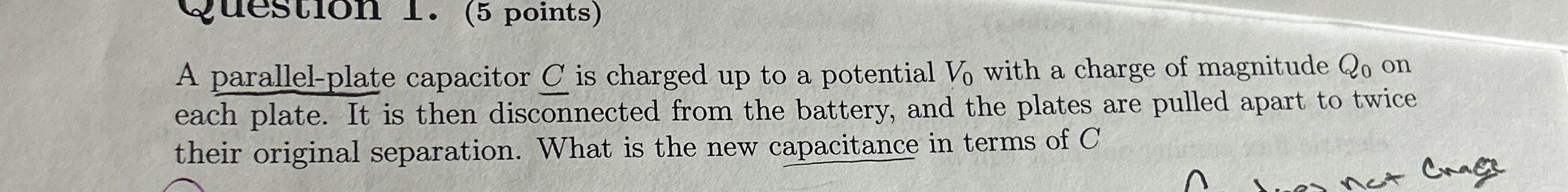A parallel - plate capacitor C ? is charged up to