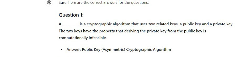 Sure, here are the correct answers for the