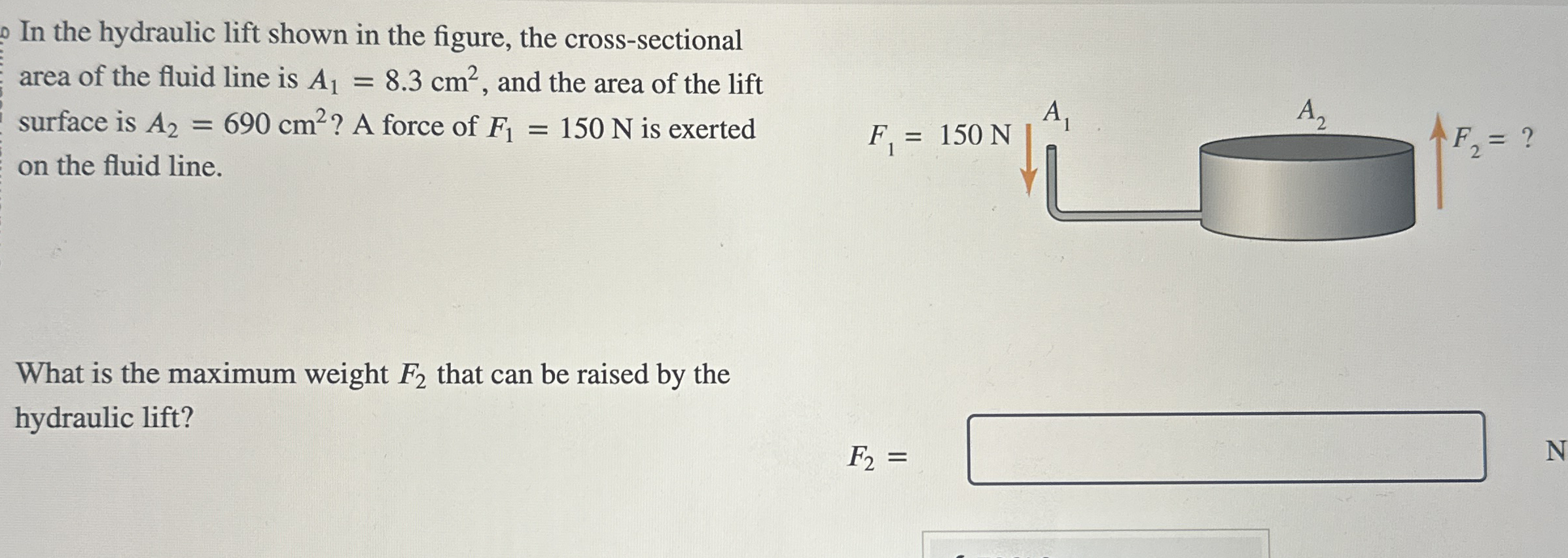 In the hydraulic lift shown in the figure, the
