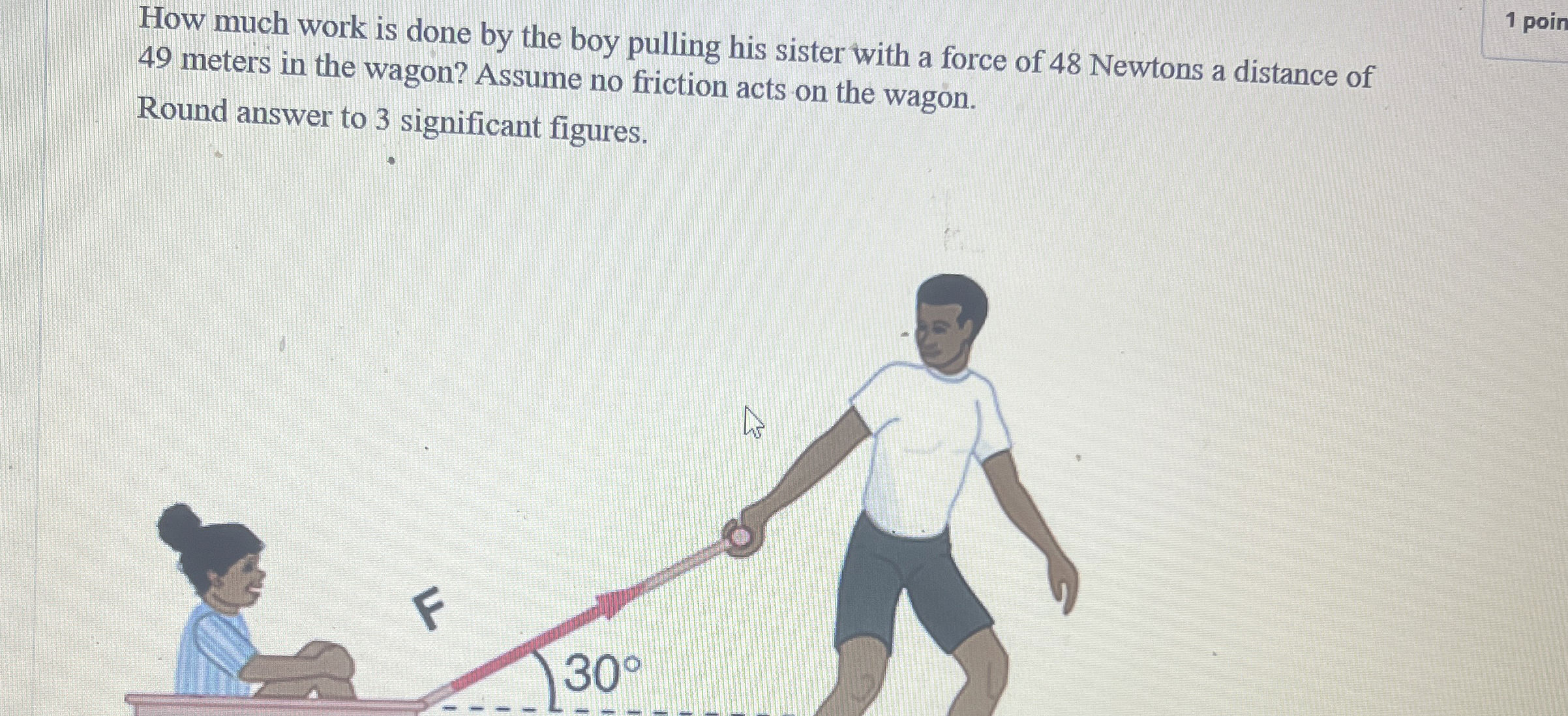 How much work is done by the boy pulling his