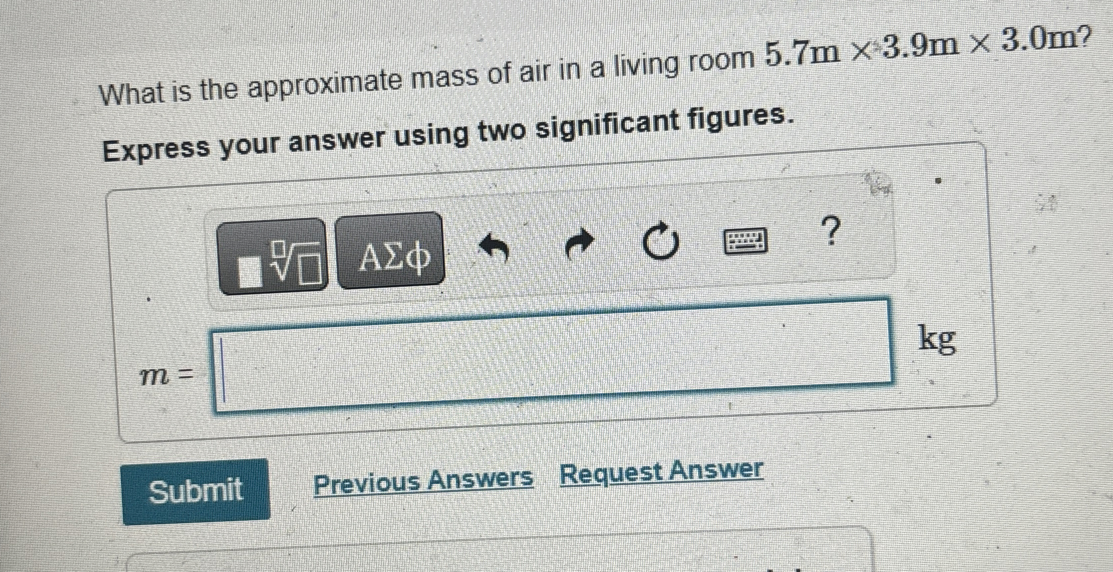 What is the approximate mass of air in a living