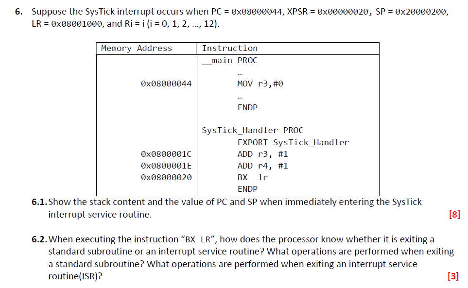 Consider a system built on a 4 8 M H z processor