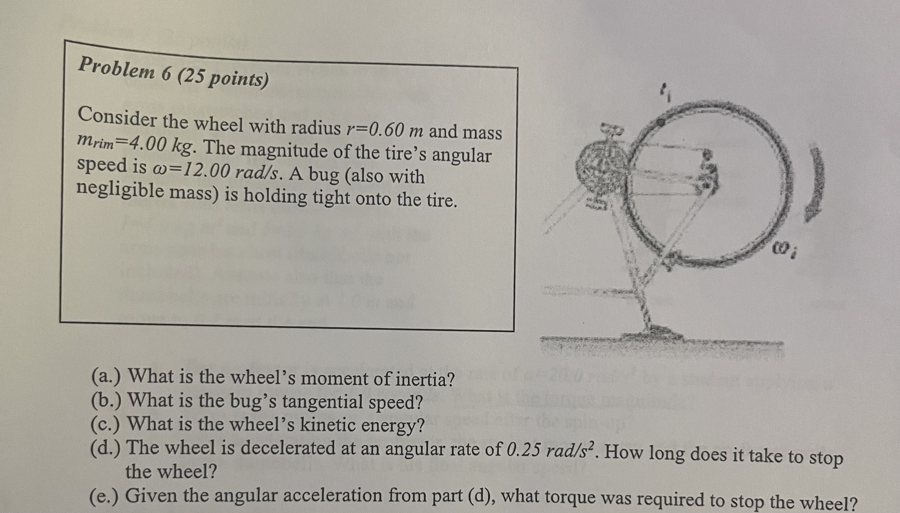 Problem 6 ( 2 5 points ) Consider the wheel with