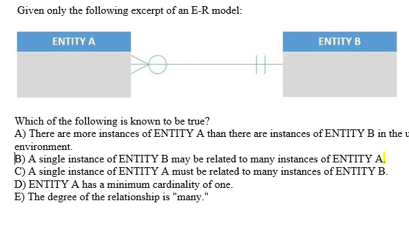 Given only the following excerpt of an E - R