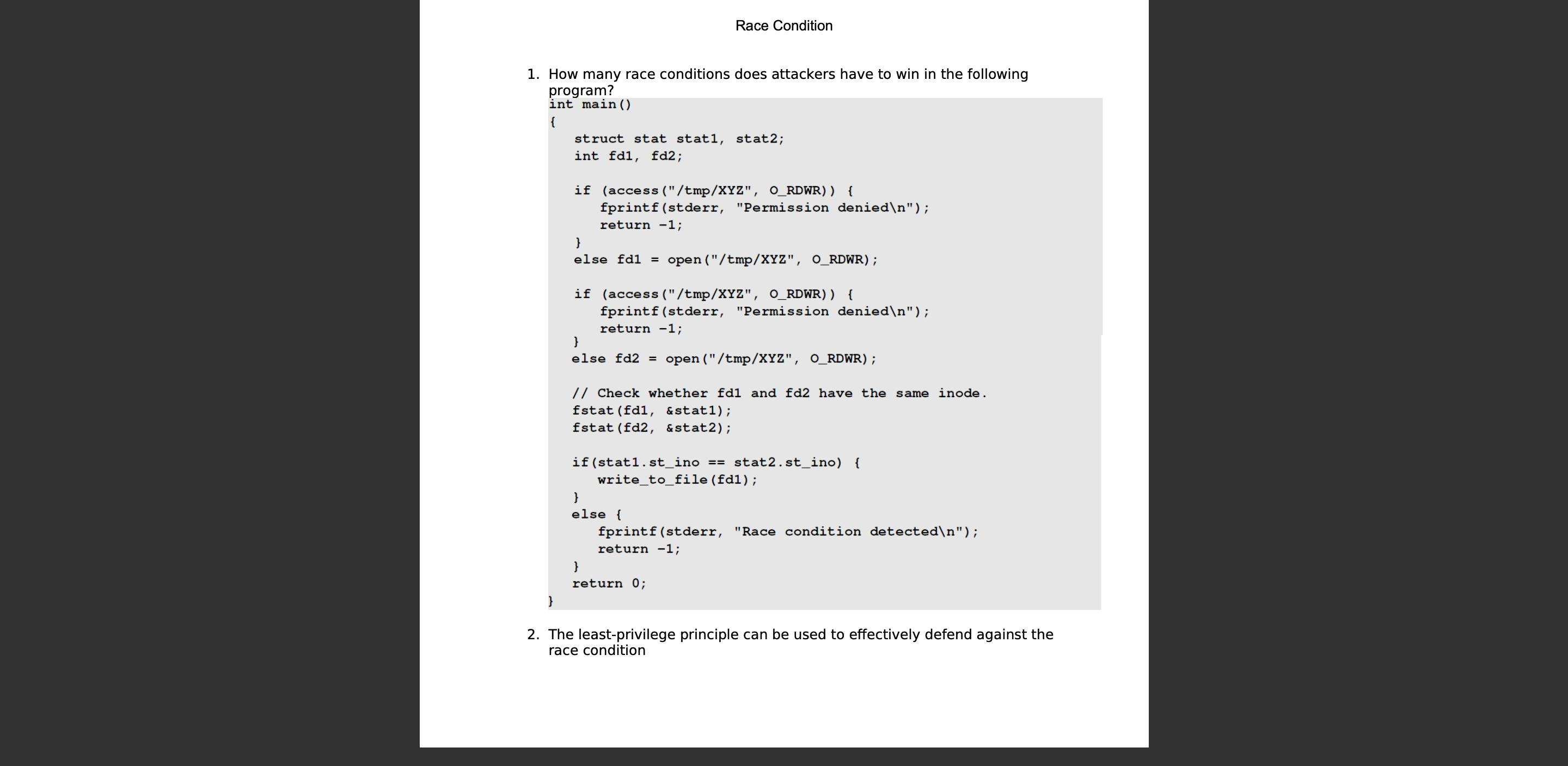 Race Condition How many race conditions does