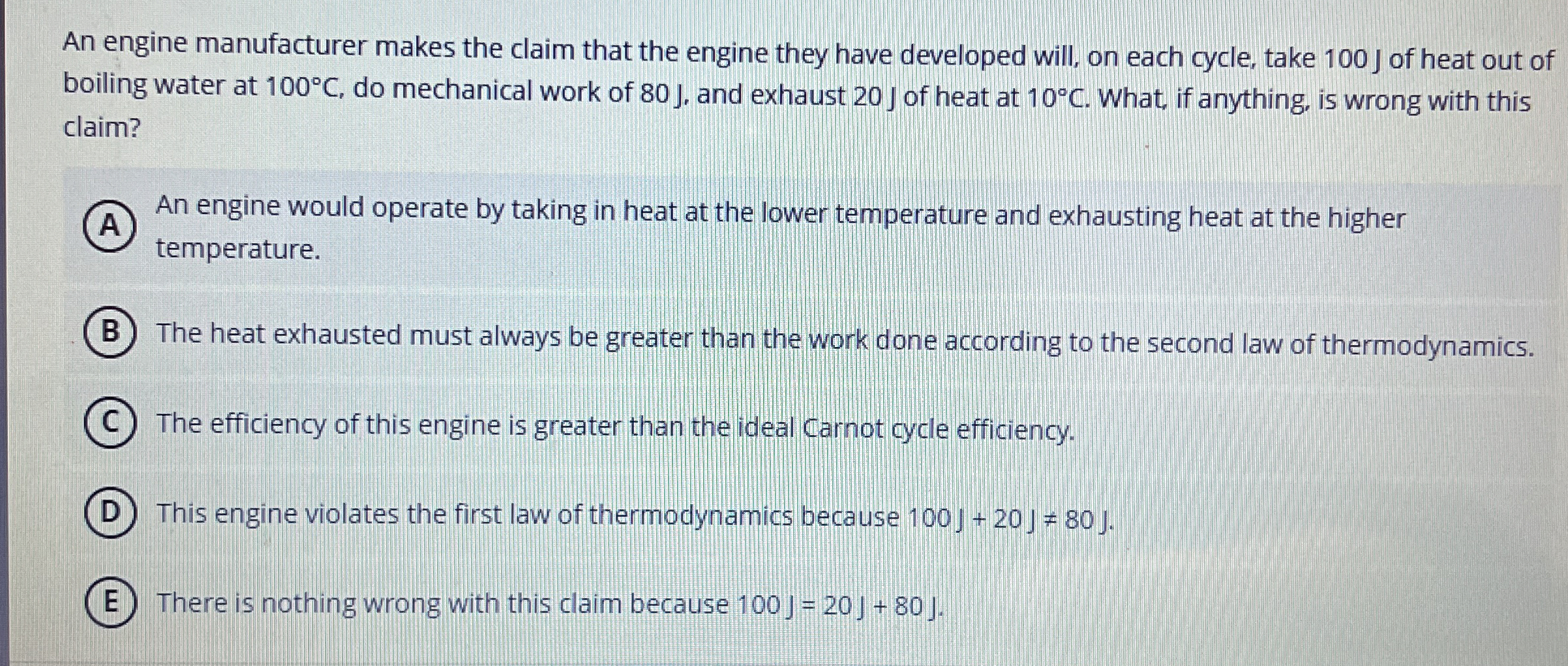 An engine manufacturer makes the claim that the