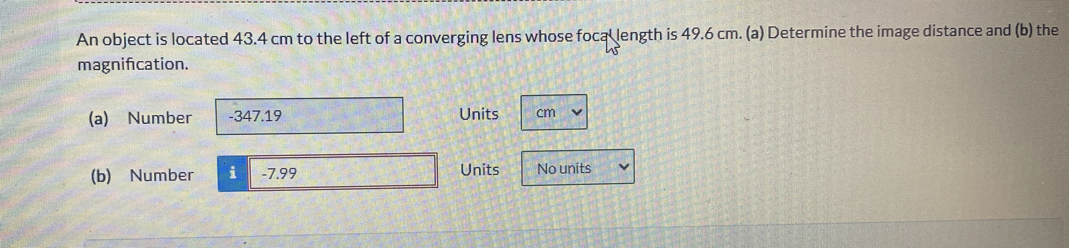 An object is located 4 3 . 4 cm to the left of a