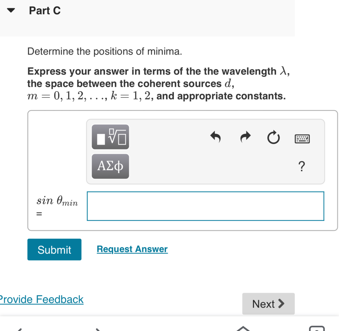 Part C \ end { array } ] Request Answer Provide