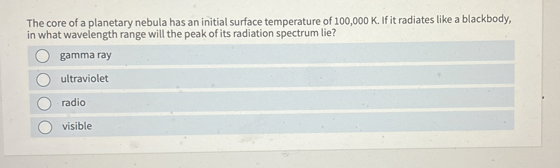 The core of a planetary nebula has an initial