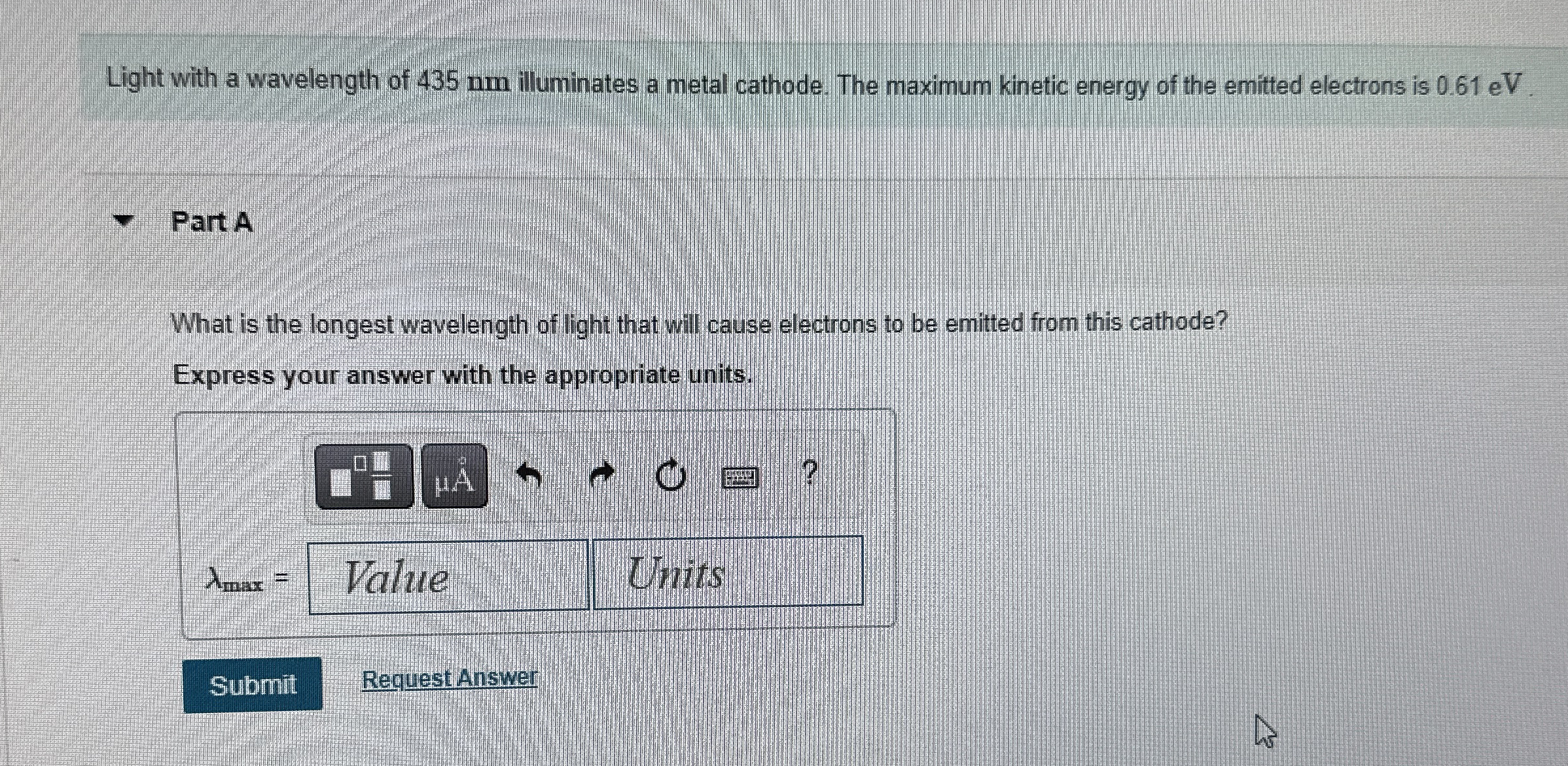 Light with a wavelength of 4 3 5 nm illuminates a