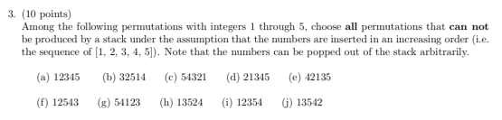 ( 1 0 points ) Among the following permutations