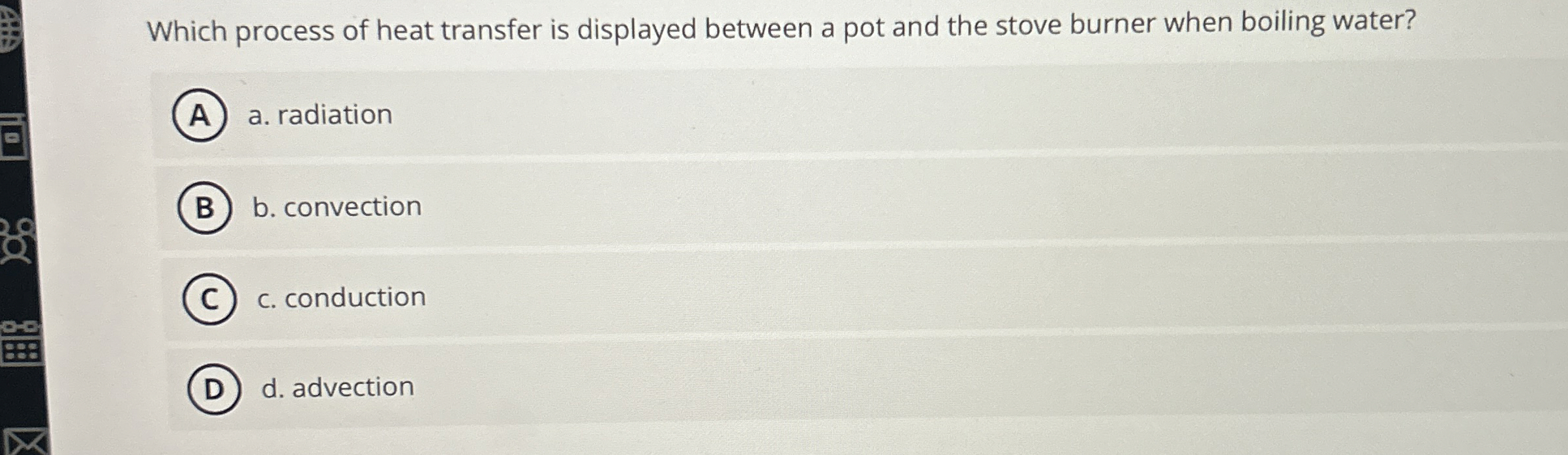 Which process of heat transfer is displayed