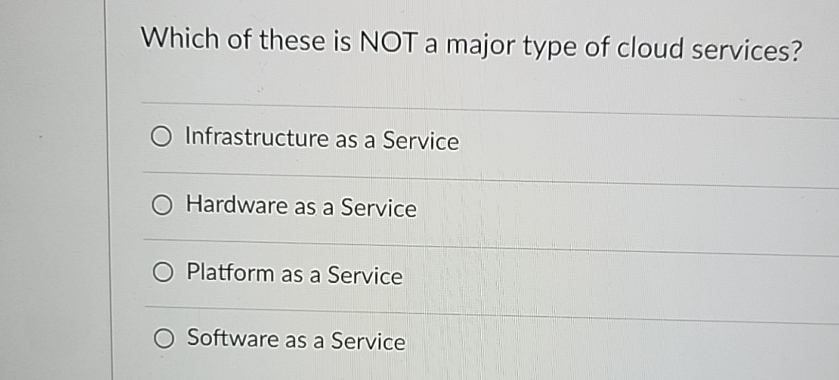 Which of these is NOT a major type of cloud