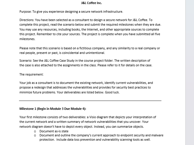 Computer Science 0 J&L Coffee Inc. Purpose: To