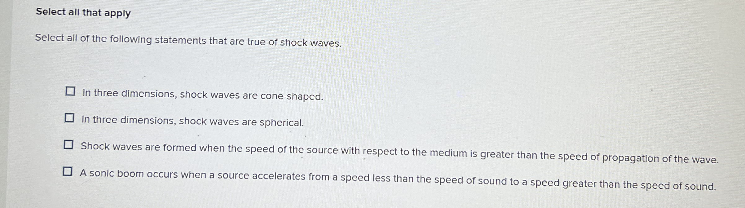 Select all that apply Select all of the following