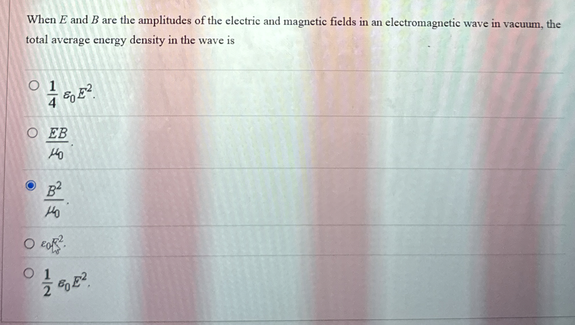 When E and B are the amplitudes of the electric