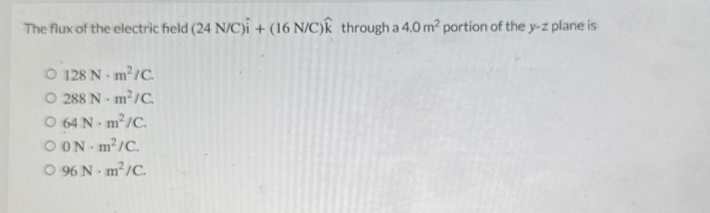 The flux of the electric field ( 2 4 N C through